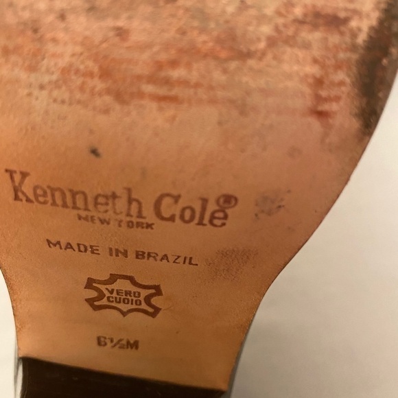 KENNETH COLE Leather Brazil Chunky Block Heel Pumps Shoes Brown Academia Sz  6.5 - Picture 10 of 12